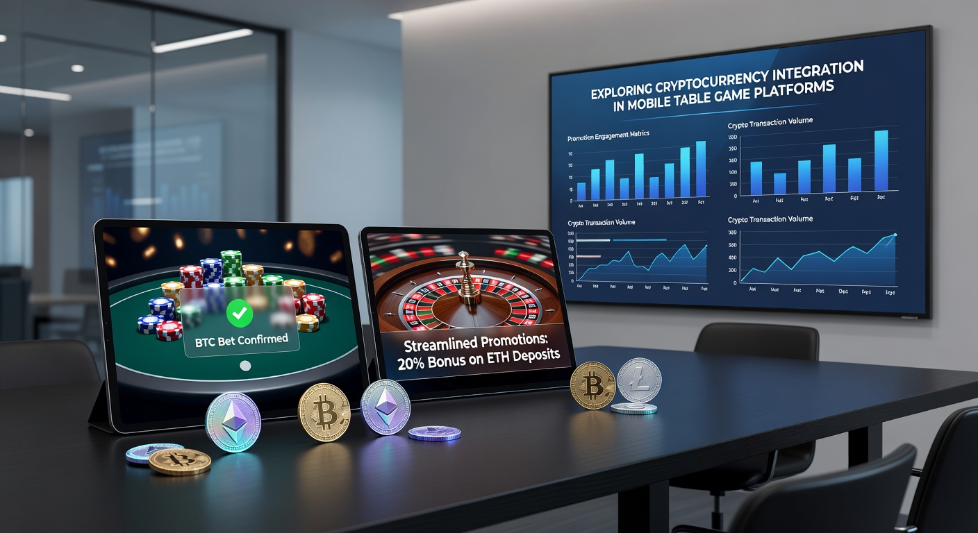Mobile table game interface displaying cryptocurrency payment options and promotional bonuses on a smartphone screen