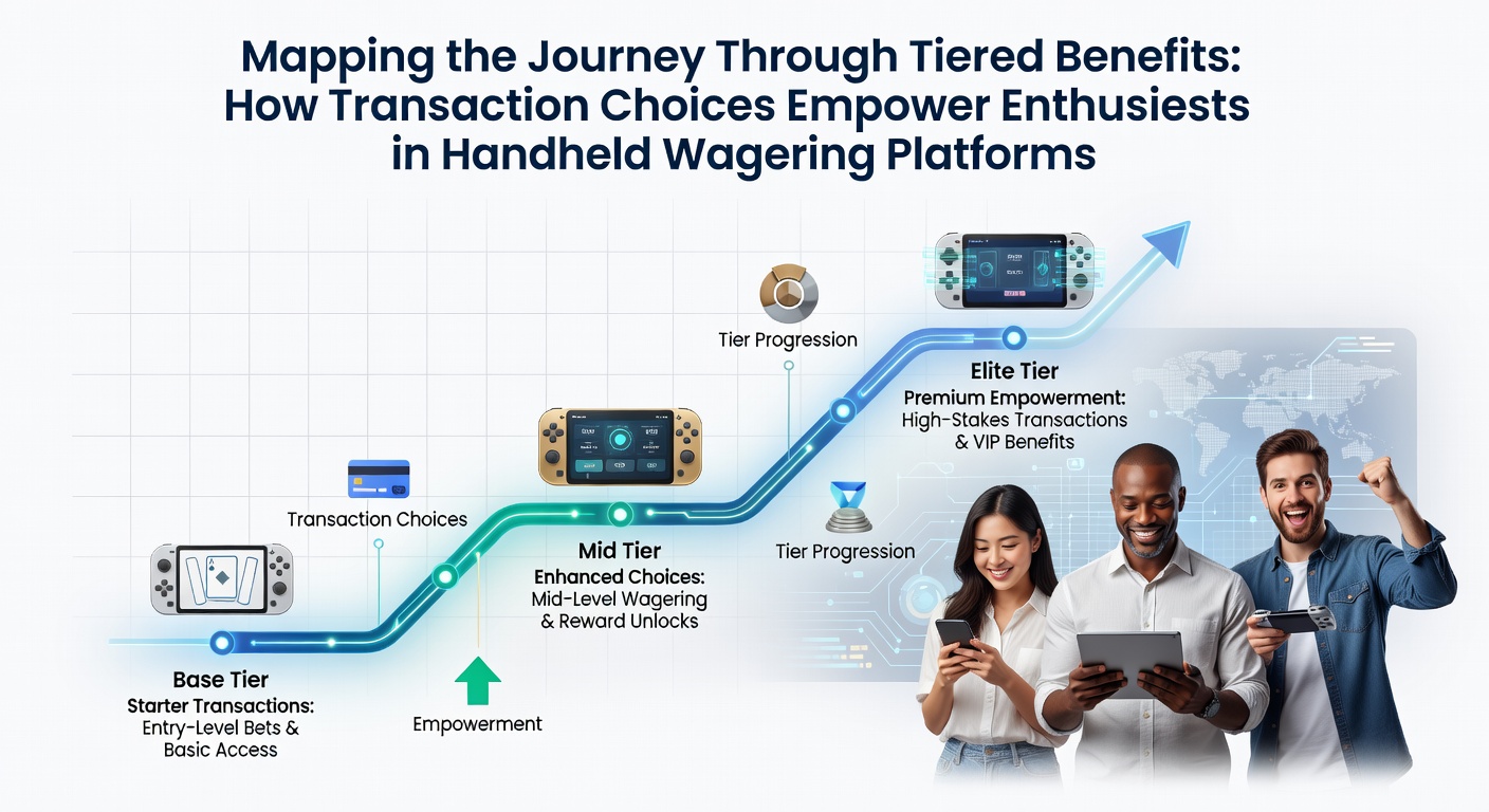 Handheld device displaying tiered loyalty rewards and transaction options on a wagering app interface