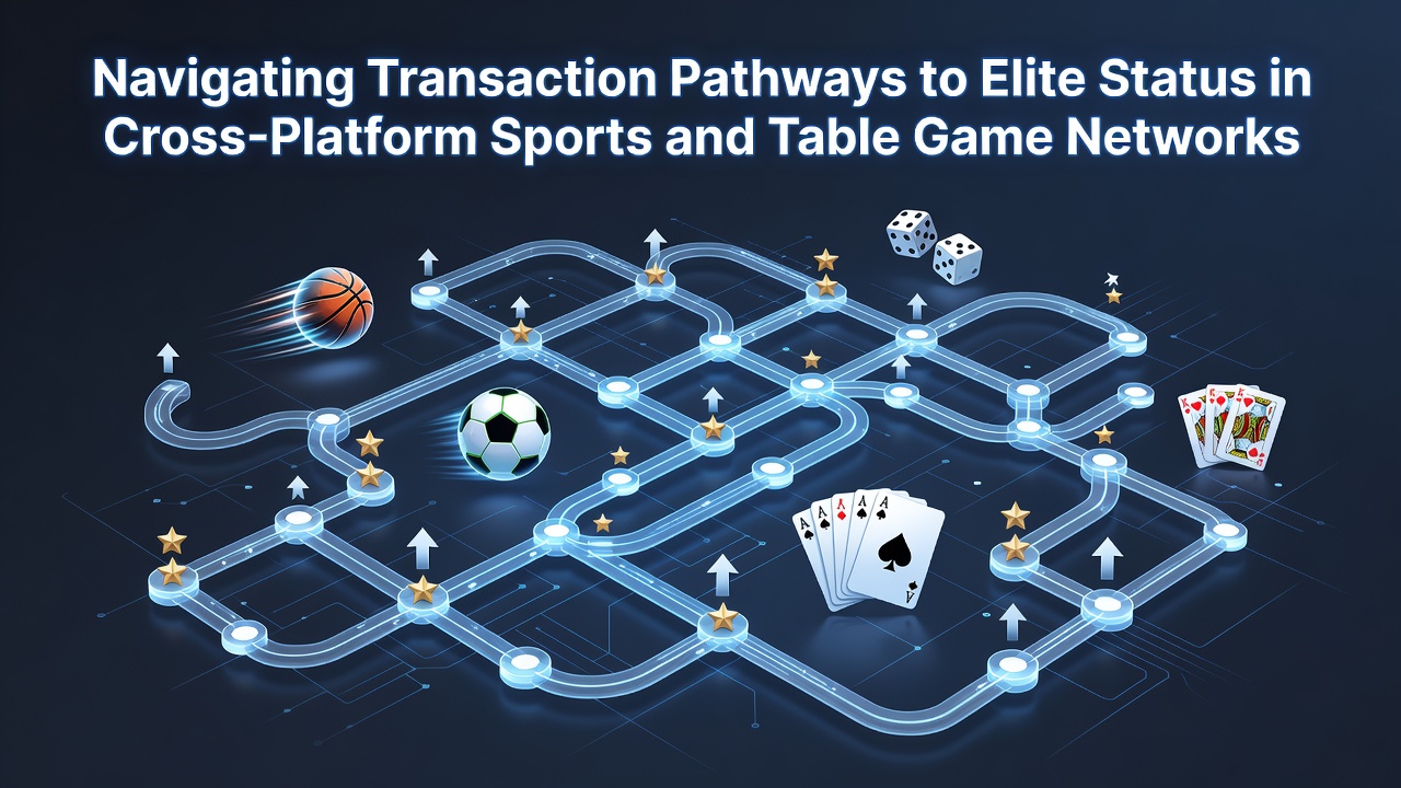 Cross-platform transaction pathways visualized across sports betting and table game interfaces on multiple devices