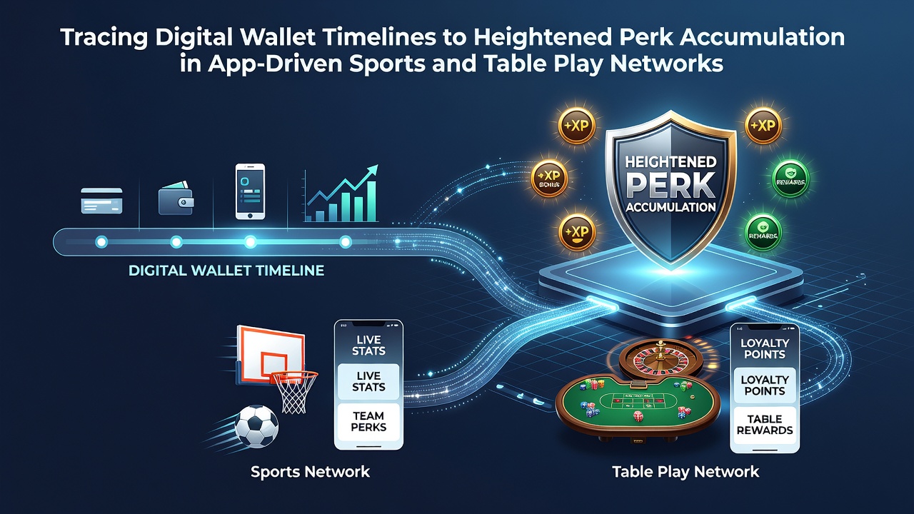 Mobile app interface showing digital wallet transactions and loyalty perk accumulation in sports betting and table games
